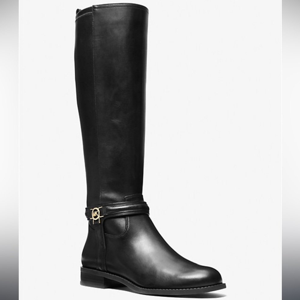 🆕 MICHAEL KORS MINDY FLAT BOOTS SIZE 6M TALL BLACK